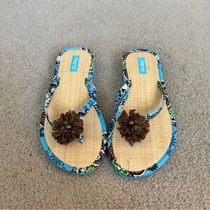 Floral Blue and Brown Women's Sandals